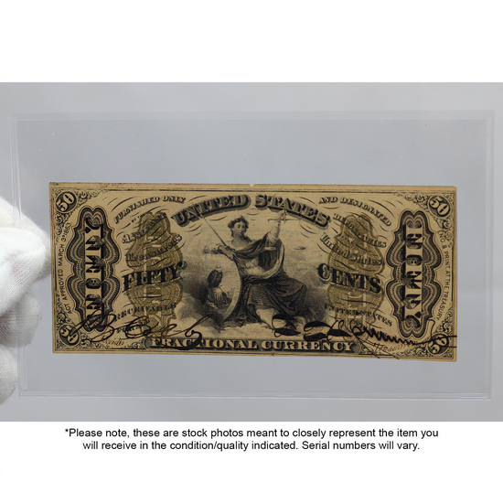 Series 1863 Fifty Cent Confederate States Of American Note AU/BU Condition
