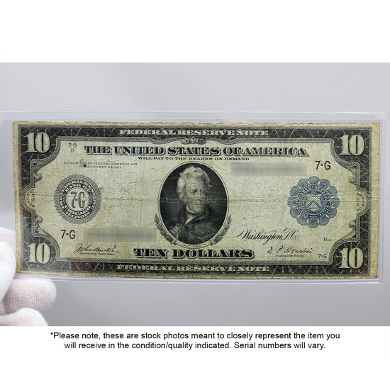 1914 $10 Large Size Federal Reserve Note VG/F Condition