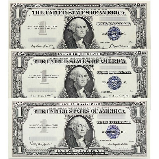 1957 $1 Silver Certificate Trio