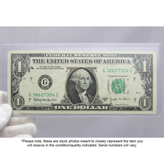 1963B $1 Joseph Barr Federal Reserve Note VG/AU Condition