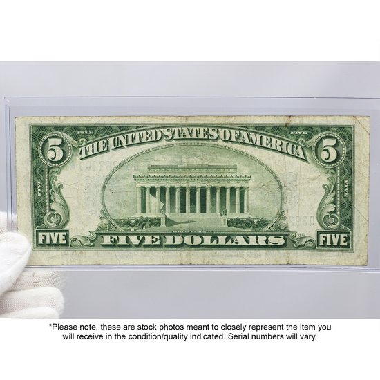 Series 1934 $5 Blue Seal Silver Certificate VG/VF Condition Series 1934 $5 Blue Seal Silver Certificate VG/VF Condition