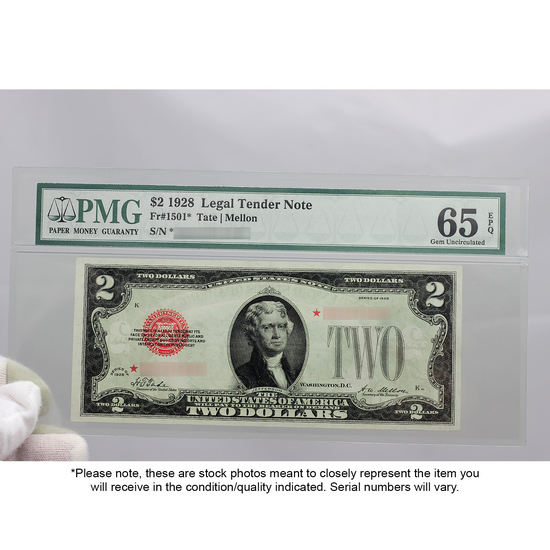 1928 $2 Red Seal Star Note 65 EPQ PMG