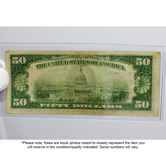 Series 1929 $50 National Currency Federal Reserve Bank of San Francisco Note in VG/F Condition Series 1929 $50 National Currency Federal Reserve Bank of San Francisco Note in VG/F Condition