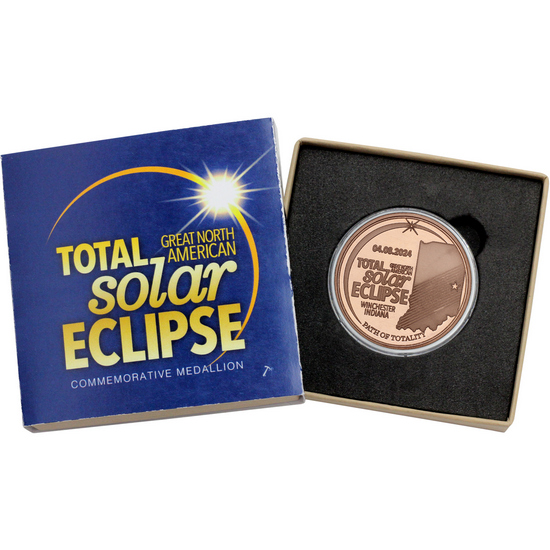 2024 Great North American Total Solar Eclipse 1oz Copper Medallion in Gift Box