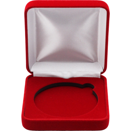 Red Velvet Hinged Gift Box for 5oz Silver Rounds (71mm Capsule)