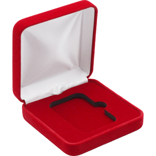 Red Velvet Hinged Gift Box for 5oz Vertical Silver Bars (42mm x 67mm Capsule)