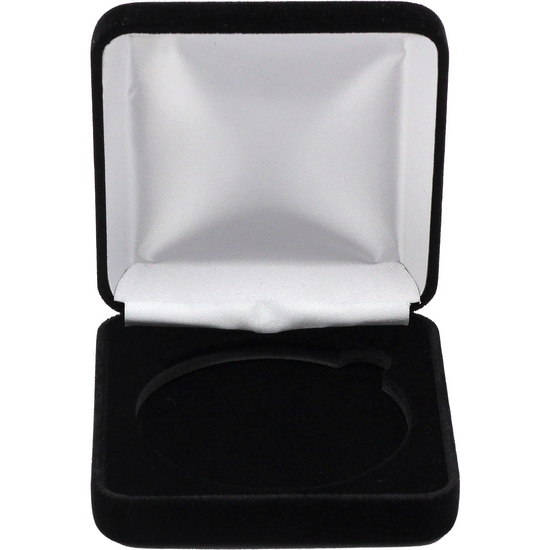 Black Velvet Hinged Gift Box for 5oz Silver Rounds (71mm Capsule)