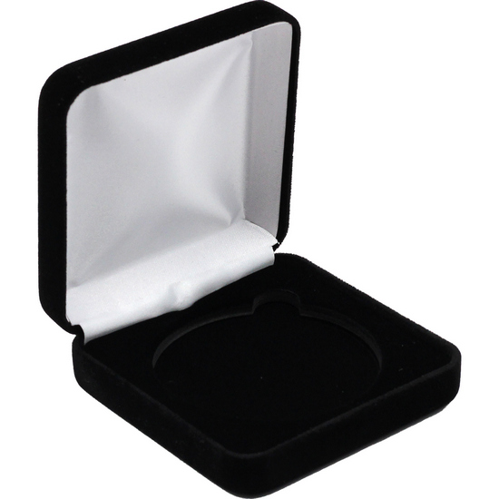 Black Velvet Hinged Gift Box for 5oz Silver Rounds (71mm Capsule)