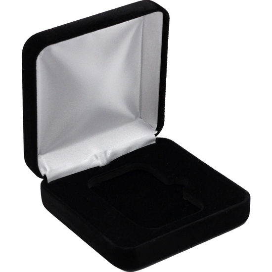 Black Velvet Hinged Gift Box for 5oz Vertical Silver Bars (42mm x 67mm Capsule)