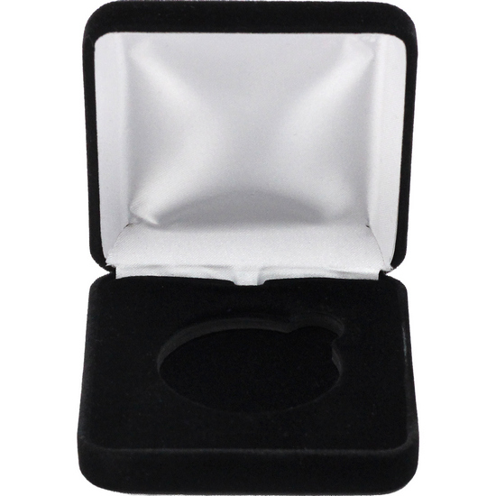 Black Velvet Hinged Gift Box for 1oz Silver Rounds and Silver Eagle Coins (44.5mm Capsule)