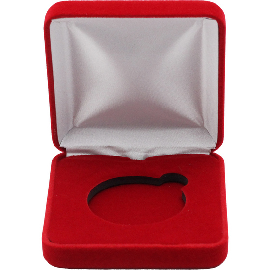 Red Velvet Hinged Gift Box for 1oz Silver Rounds and Silver Eagle Coins (44.5mm Capsule)