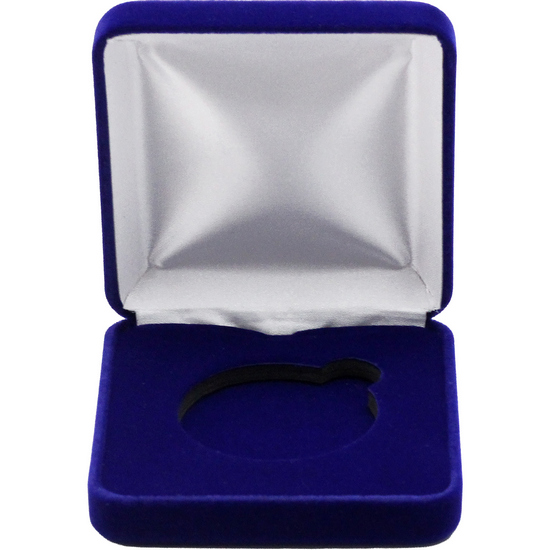 Royal Blue Velvet Hinged Gift Box for 1oz Silver Rounds and Silver Eagle Coins (44.5mm Capsule)