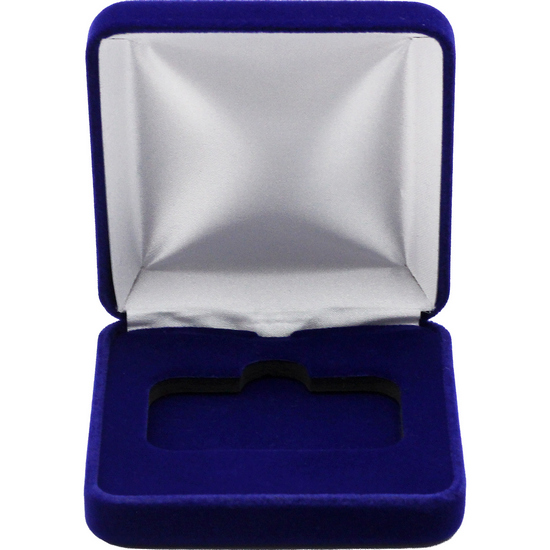 Royal Blue Velvet Hinged Gift Box for 1oz Horizontal Silver Bars (55.5mm x 35mm Capsule)