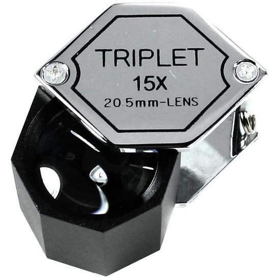 Polygon Magnifier Triplet 15x -20.5mm Hexagonal Loupe