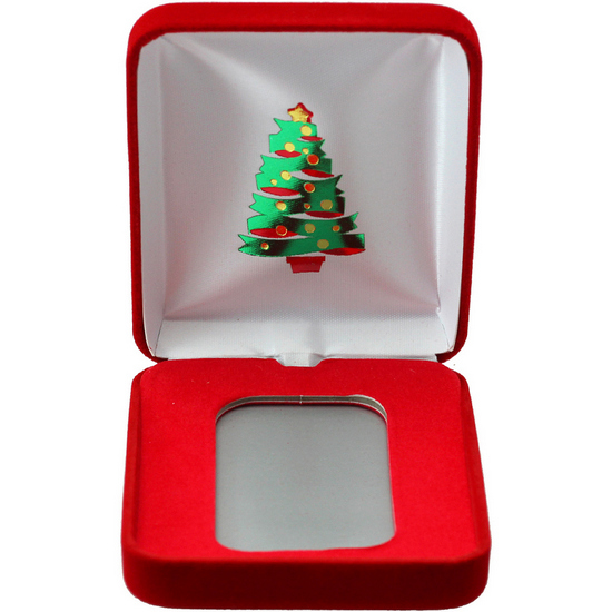 Christmas Tree Red Velvet Clamshell Gift Box for 5oz Bars