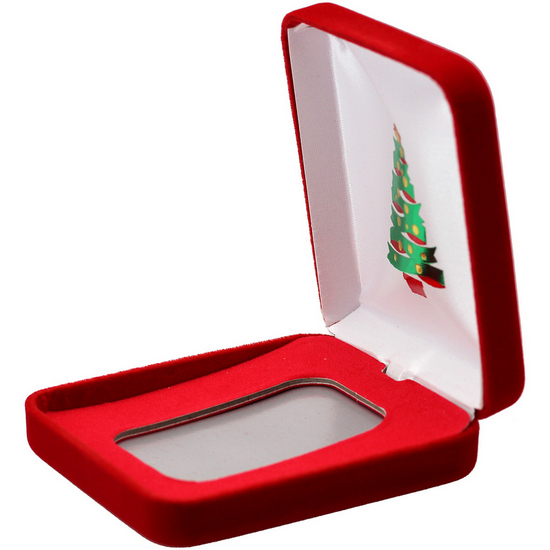 Christmas Tree Red Velvet Clamshell Gift Box for 5oz Bars Christmas Tree Red Velvet Clamshell Gift Box for 5oz Bars