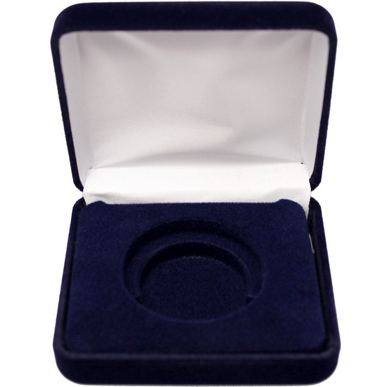 Dark Blue Velvet Clamshell Gift Box for 1oz Medallions and Rounds