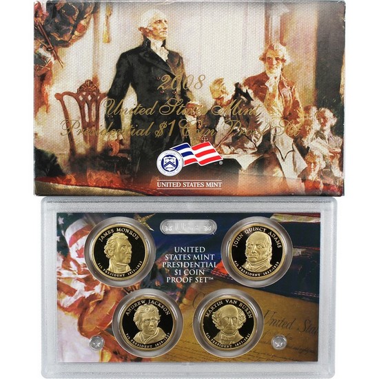 2008 S 4pc Presidential Dollar Proof Set