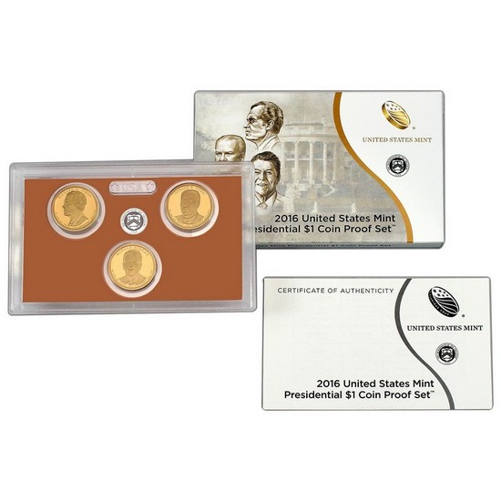 2016 S 3pc Presidential Dollars Proof Set