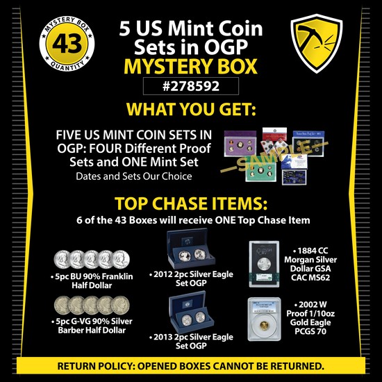5 US Mint Coin Sets in OGP Mystery Box #278592