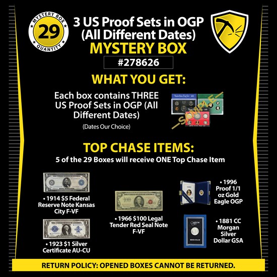 3 US Proof Sets in OGP (All Different Dates) Mystery Box #278626
