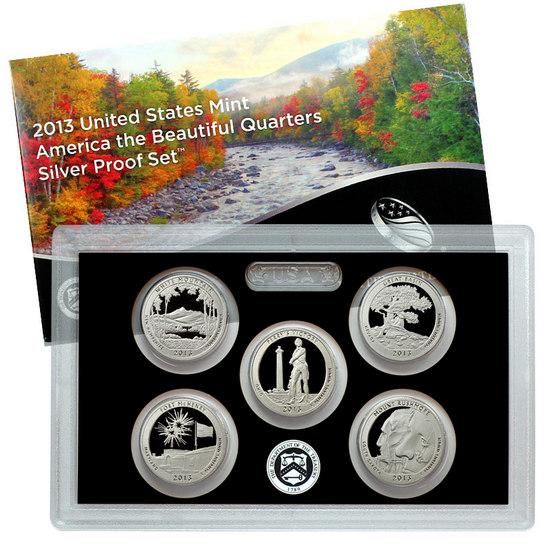 2013 S 5pc Silver America The Beautiful Quarter Proof Set