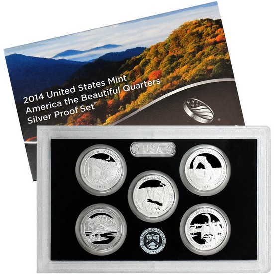 2014 S 5pc Silver America The Beautiful Quarter Proof Set