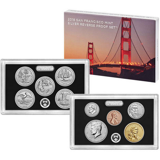 2018 S United States Mint 10pc Silver Reverse Proof Set 50th Anniversary