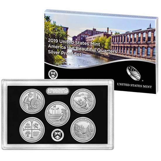 2019 S United States Mint 5pc America The Beautiful Quarter Silver Proof Set
