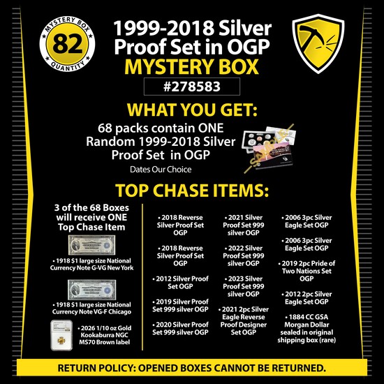 1999-2018 Silver Proof Set in OGP Mystery Box #278583