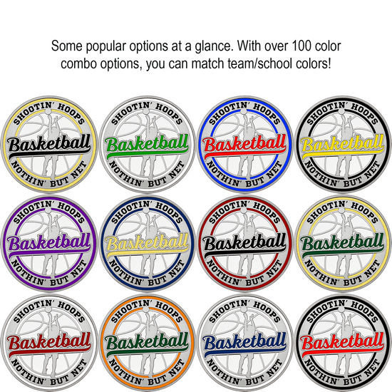 Congratulations Basketball Custom Enameled Silver Medallion and Silver American Eagle 2pc Gift Set