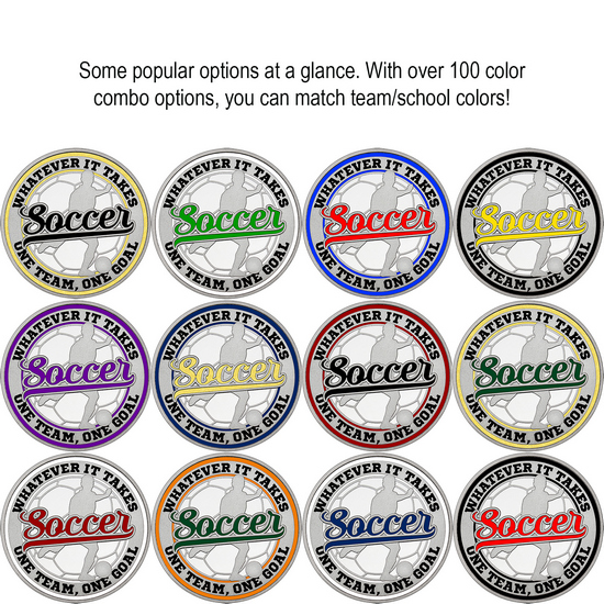 Congratulations Soccer Custom Enameled Silver Medallion and Silver American Eagle 2pc Gift Set