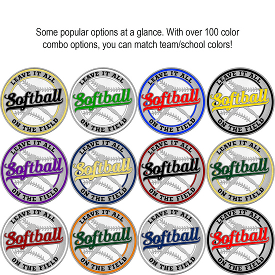 Congratulations Softball Custom Enameled Silver Medallion and Silver American Eagle 2pc Gift Set