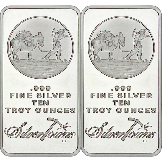 SilverTowne Trademark 10oz .999 Silver Bar 2pc