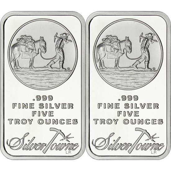SilverTowne Trademark 5oz .999 Silver Bar 2pc