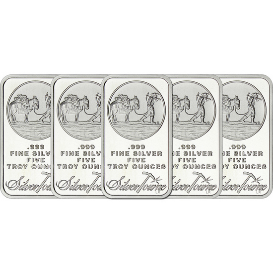 SilverTowne Trademark 5oz .999 Silver Bar 5pc