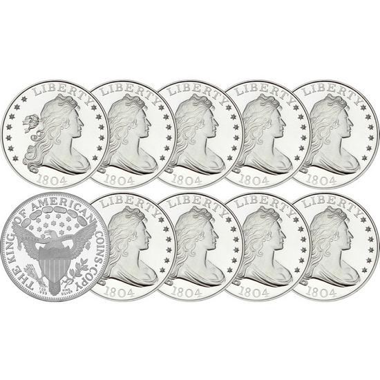 1804 Dollar Replica 1oz .999 Silver Medallion 10pc