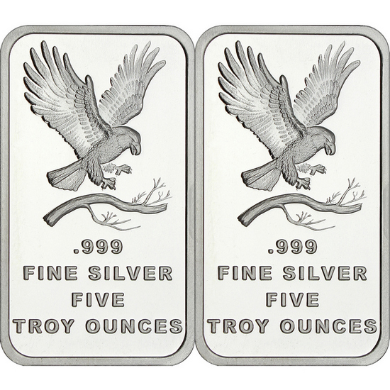 SilverTowne Trademark Eagle 5oz .999 Silver Bar 2pc