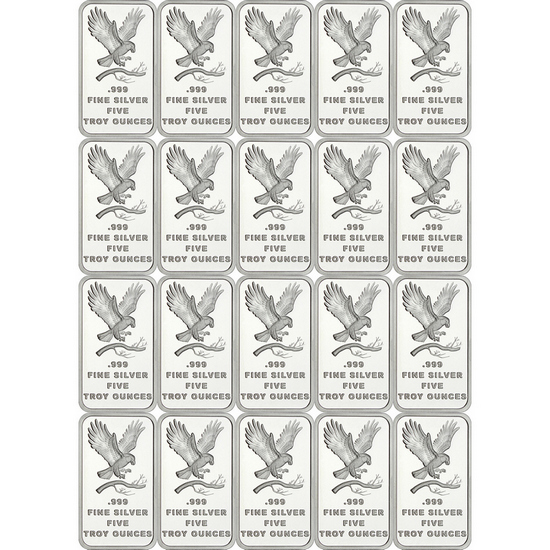 SilverTowne Trademark Eagle 5oz .999 Silver Bar 20pc