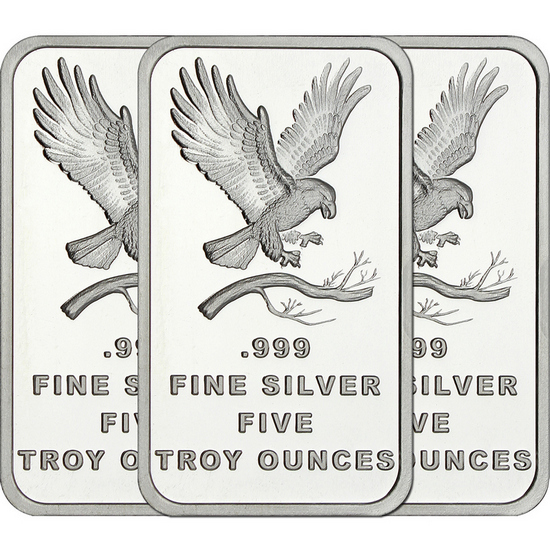 SilverTowne Trademark Eagle 5oz .999 Silver Bar 3pc