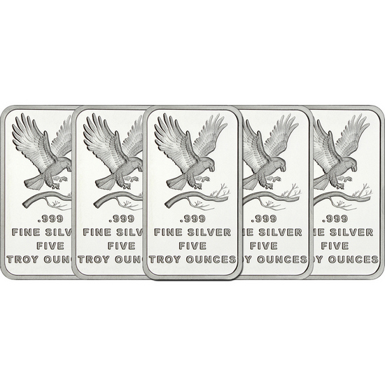 SilverTowne Trademark Eagle 5oz .999 Silver Bar 5pc