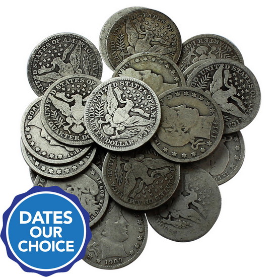 20pc Silver Barber Quarter Grab Bag Dates Our Choice