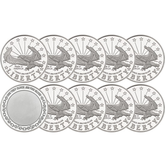 Liberty Eagle 1oz .999 Silver Medallion 10pc