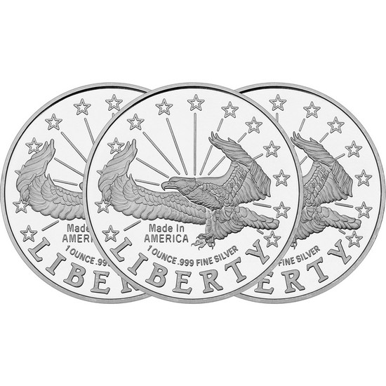 Liberty Eagle 1oz .999 Silver Medallion 3pc