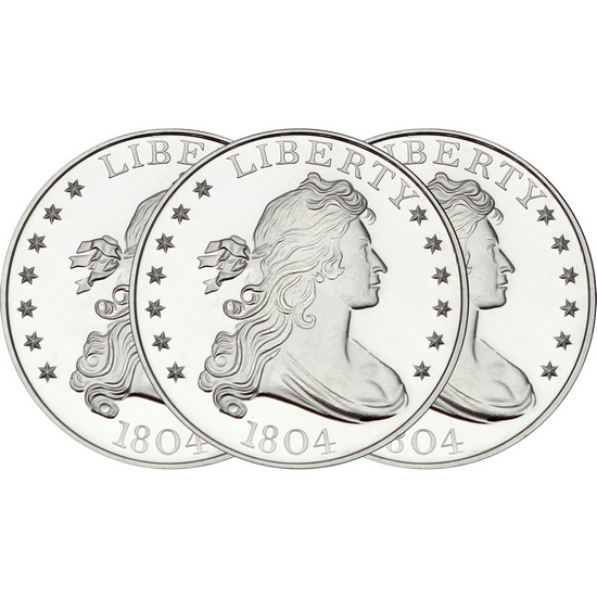 1804 Dollar Replica 1oz .999 Silver Medallion 3pc