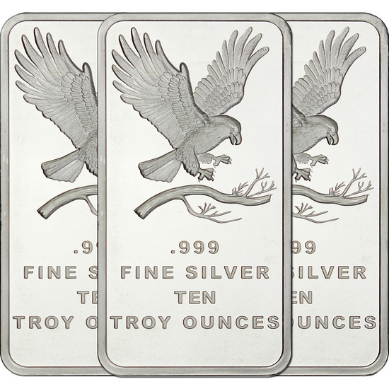 SilverTowne Trademark Eagle 10oz .999 Silver Bar 3pc