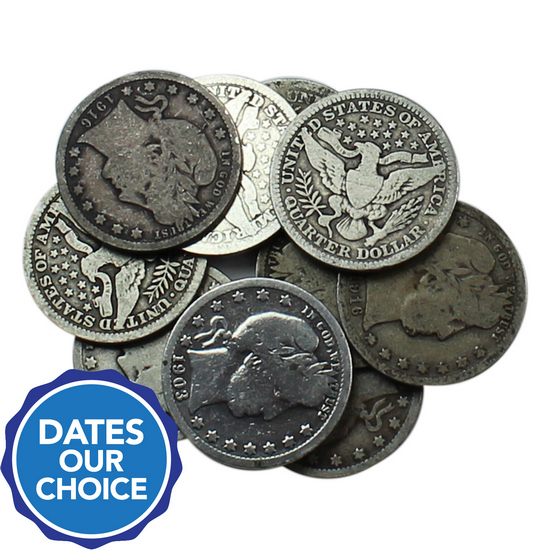 10pc Silver Barber Quarter Grab Bag Dates Our Choice