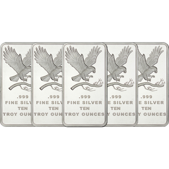 SilverTowne Trademark Eagle 10oz .999 Silver Bar 5pc