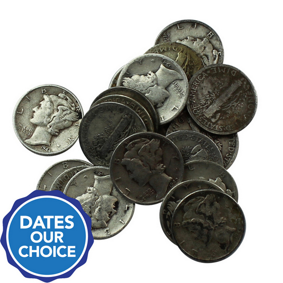 20pc Circulated Silver Mercury Dime Grab Bag Dates Our Choice