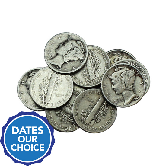 10pc Circulated Silver Mercury Dime Grab Bag Dates Our Choice